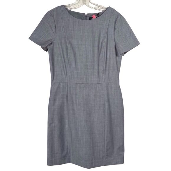 THEORY Cassii Sheath Dress Size 8 Wool Blend Short Sleeve Light Gray EUC Office - Picture 2 of 16
